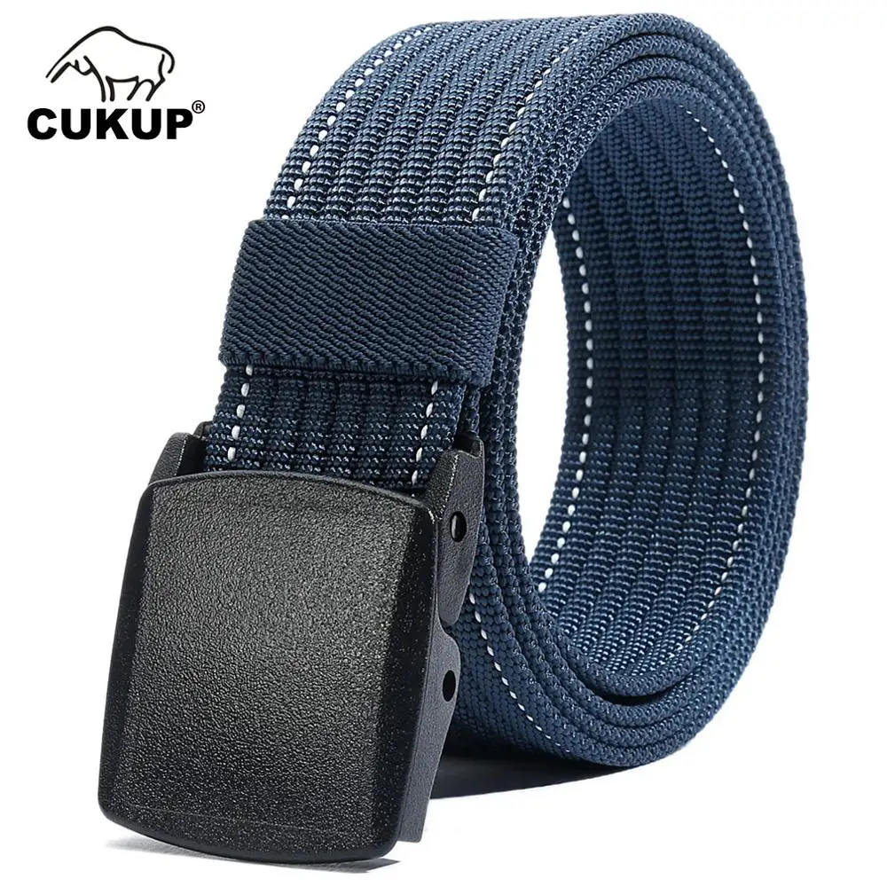 

CUKUP Unisex High Quality Casual Design Outdoor Striped Nylon Waist Belts PC Buckle Male Accessories Belt Men 38mm Width CBCK135