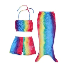 Детский купальник для девочек, хвост русалки, 3 предмета, бикини, купальник для девочек, купальный костюм для девочек, купальный костюм с русалочкой