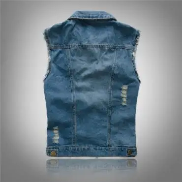 Men's wear jeans vest men's light color vest big hole big vest Men's wear jeans vest men's light color vest big hole big vest