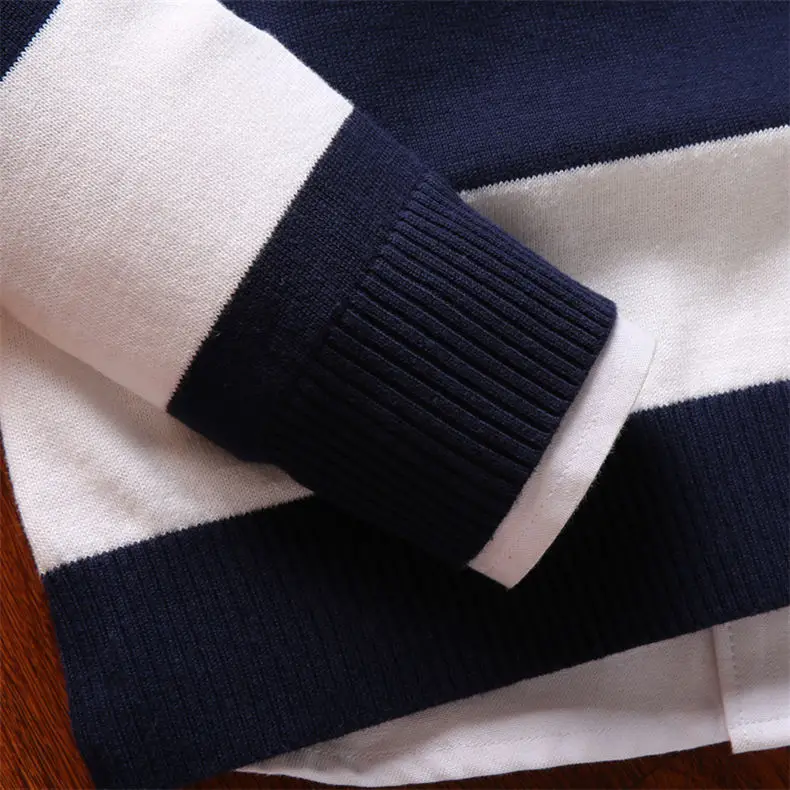 2018 New Men Sweater Pullovers Cotton knitted Sweater Jumpers Spring Autumn Winter Striped Knitwear Male Sweater Black Gray Navy-08