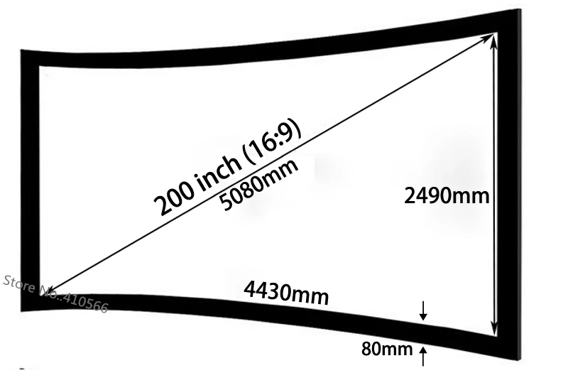 200 Inch curved screen dimension