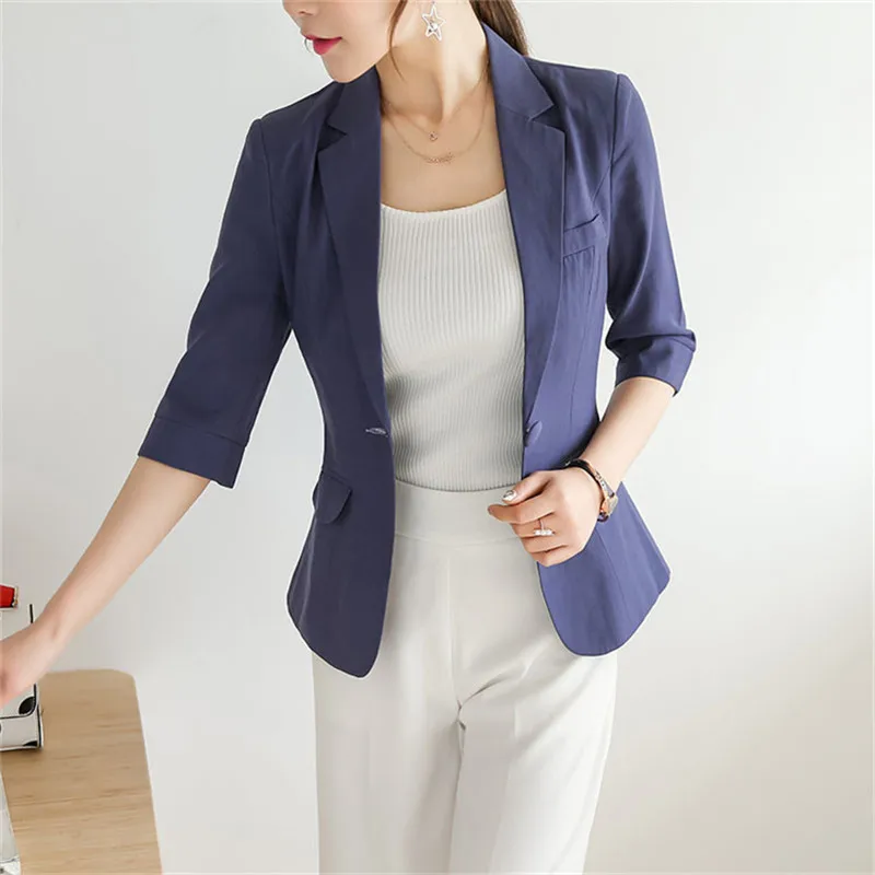 

Women Blazer Summer Plus Size S-4Xl Female Office Suit Fashion Casual Linen And Cotton Ladies Blazer For Work Multi-Color Ma081