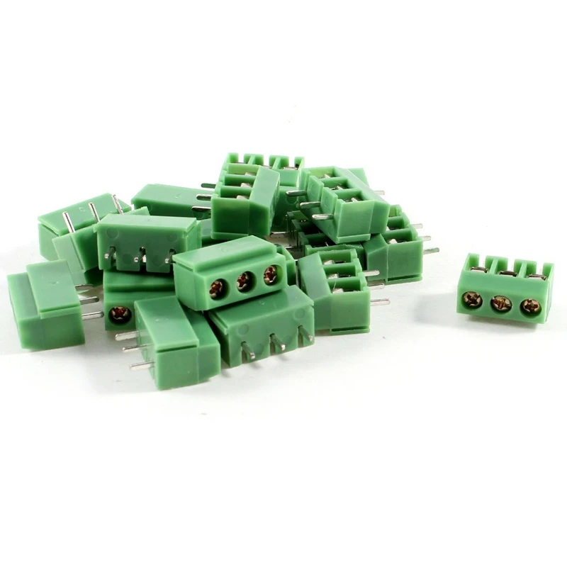 

PCB Terminal Block 20 Pcs 3 Pin 5mm Pitch PCB Mount Screw Terminal Block AC 250V 8A Used widely in the electronics communication