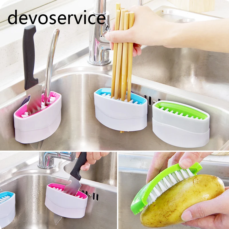 

Multi-functional Sucker Cutlery Cleaner Knife Fork Spoon Cleaning Brush For Vegetable Fruit Kitchen Clean Helper Pinceau Cuisine