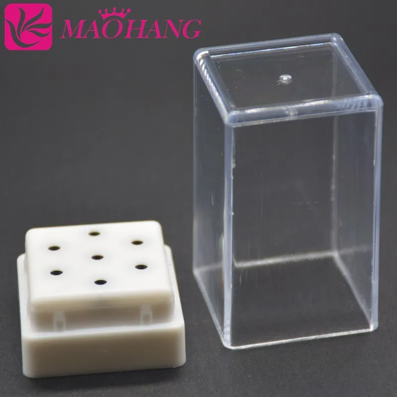 MAOHANG 7Holes Nail Art Drill Grinding Head Bit Holder Display Storage Box Container Stand Rack Manicure 3