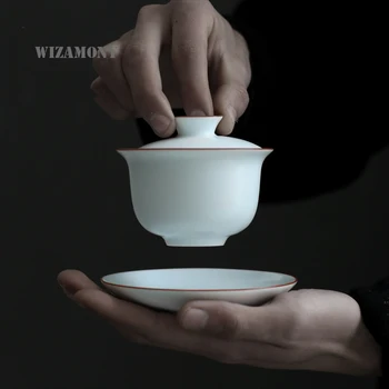 

160ml WIZAMONY Gaiwan Teapot Chinese Cealdon Porcelain Kungfu Tea Ceramic Elegant Tea Set