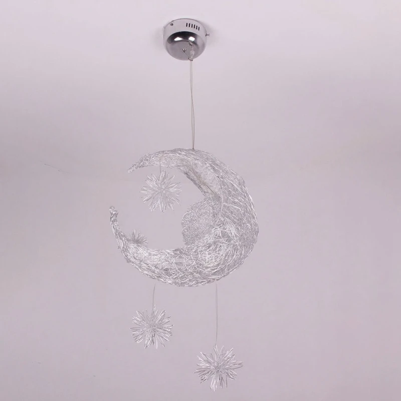 Modern Moon Star Pendant Light Christmas Decorations Creative Personality Children Bedroom Aluminum for Home Fixture Lighting (6)
