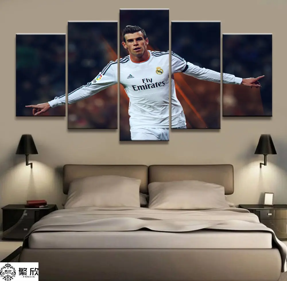 

Home Decor Poster HD Pictures Prints Canvas 5 Piece Real Madrid Gareth Bale Football Living Room Art Decorative Painting Poster