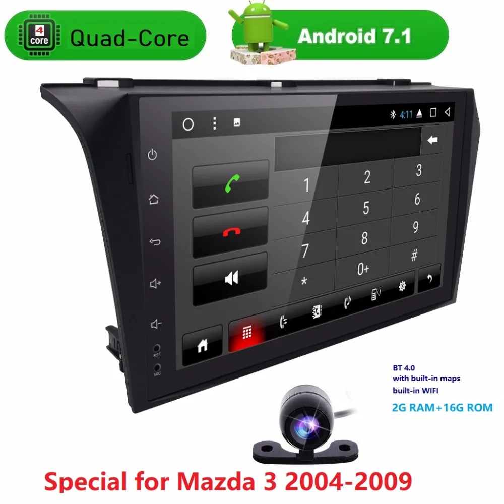 Discount 2GRAM Android7.1 Car NODVD Player with GPS System For Mazda3 Mazda 3 2004 2005 2006 2007 2008 2009 Can bus Radio USB SD free map 2