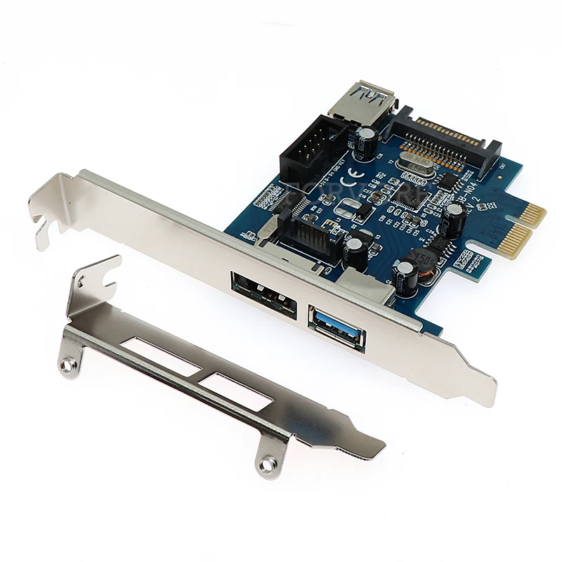 

2x USB3.0 Power eSATA PCIe Card 9pin USB eSATA PCI-e Adapter Converter Card with SATA Power Socket