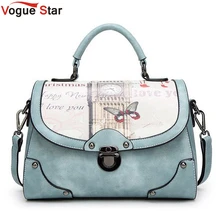 Vintage Druck tasche frauen pu-leder handtasche marke schultertasche messenger taschen bolsos Europäischen und Amerikanischen Stil geldbörse LA462
