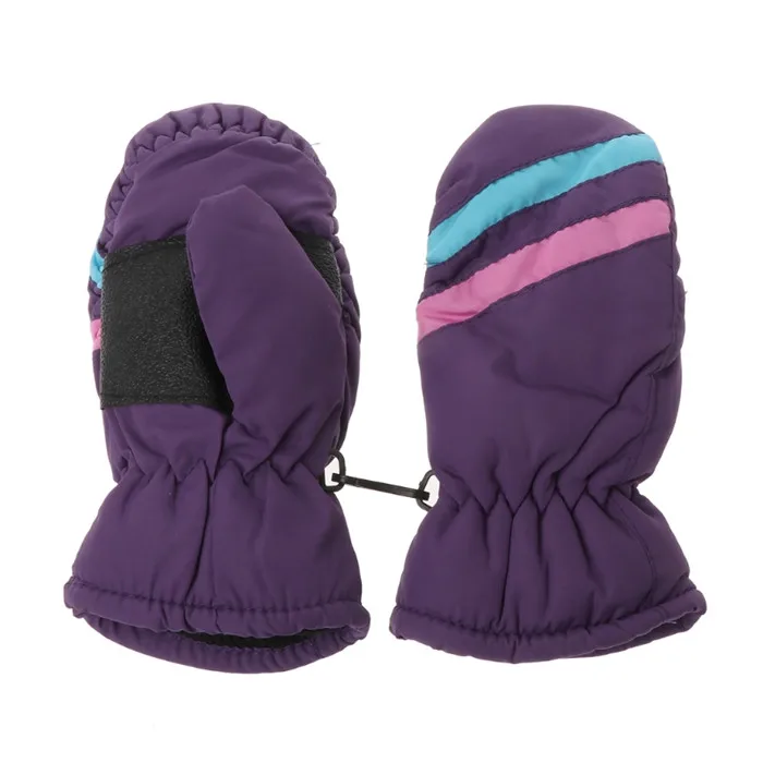 Детская рукавица для детей 2-5 лет, зимние теплые уличные перчатки для мальчиков и девочек, водонепроницаемые Windproof-m15 - Цвет: Лаванда