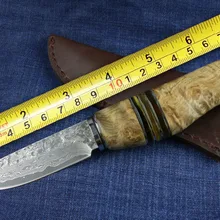 Коллекционные Дамасские охотничьи закрепленные ножи, деревянная ручка из капа Походный нож выживания. Инструменты для улицы