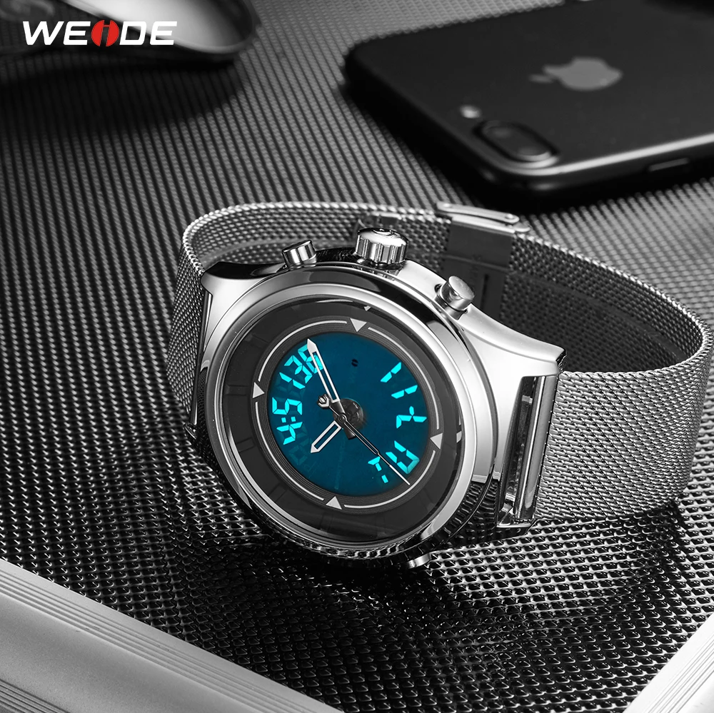 

WEIDE Mens Luxury Brand Analogue Digital Display Chronograph Complete Calendar Back Light Fashion Auto Date Quartz Strap Watches