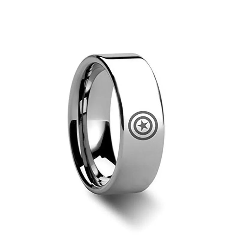 

Caxybb Ring Superhero Captain America movie Hand with a ring Stainless Steel Jewelry fashion black sliver male rings for men