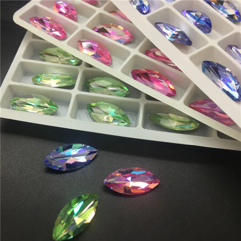 Topstone-7x15mm-9x18-mm-Navette-K9-Glass-Crystal-Horse-Eye-Pointed-Back-Rhinestones-Laser-More-Colors