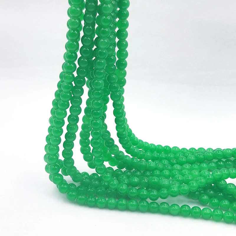 Wholesale 6mm/8mm/10mm green round glossy glass crystal loose beads DIY