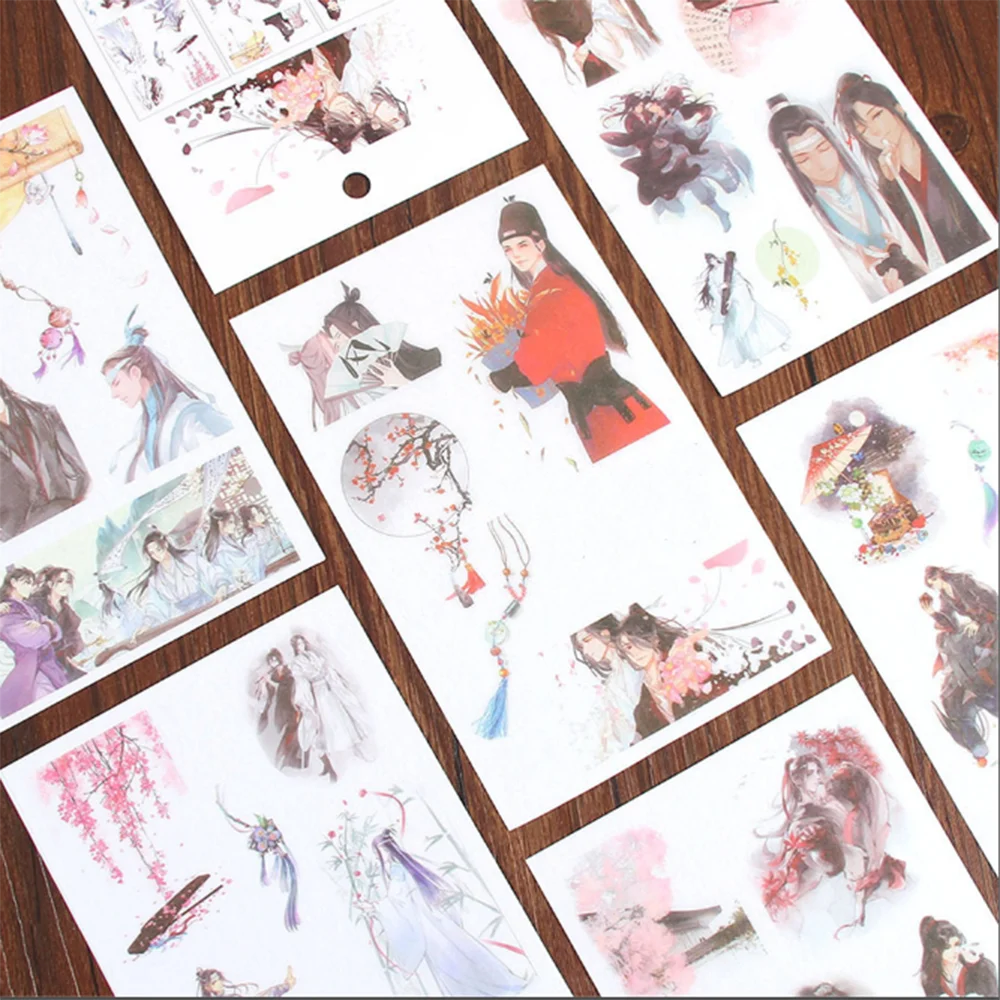 

6Sheets Mo Dao Zu Shi Self Adhesive Stickers Transparent PVC DIY Scrapbooking Decoration Stationery Diary Stickers Kids Gifts