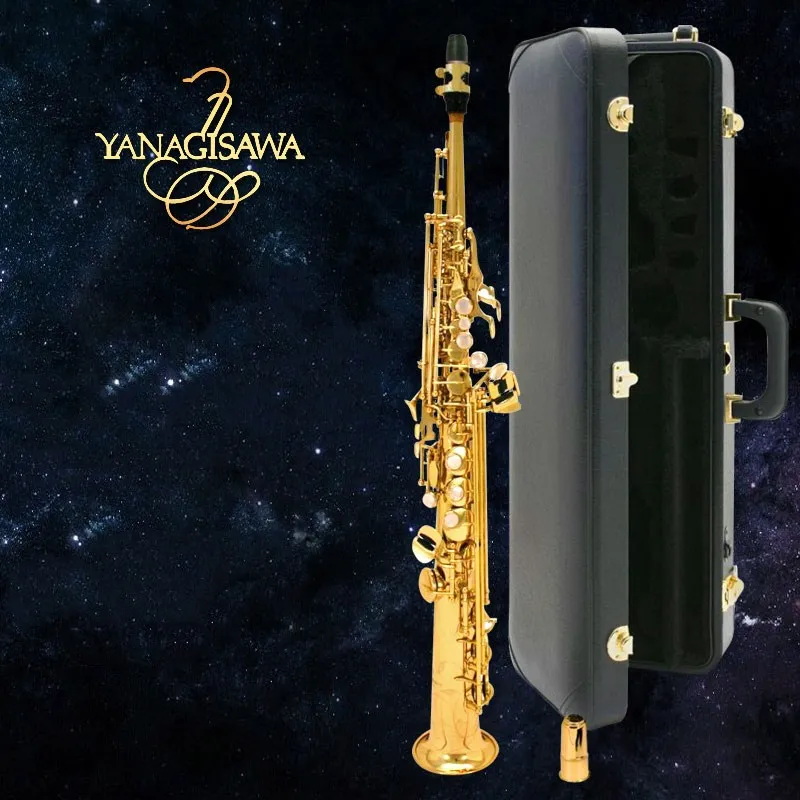 

straight Japan Yanagisawa Soprano Saxophone S901 B flat sax Musical Instrument Play Music gold lacquer Yanagisawa Mouthpiece