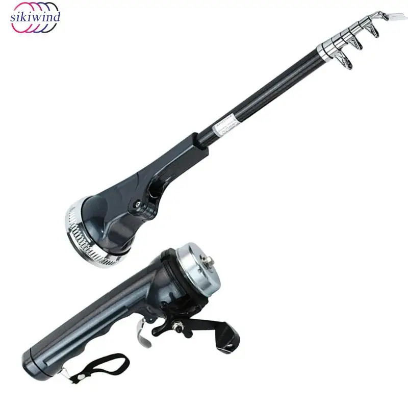 المحمولة جيب للطي تلسكوبي الصيد قضيب + بكرة كومبو خيط صنارة الصيد أعمدة الفولاذ المقاوم للصدأ السفر مصغرة قضيب الصيد أداة