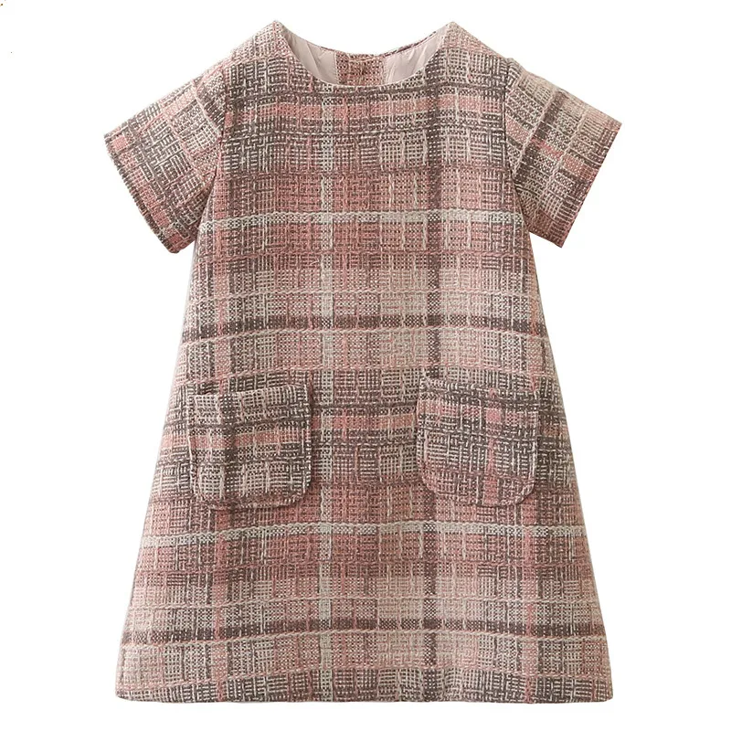 

Girls Dress New Autumn Winter Girls Clothes Fashion Plaid Pocket Design Princess Dress for Girl Kids Party Dress Robe Fille