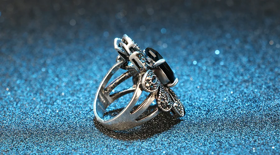 Ювелирные изделия из белого золота в стиле панк, масонские имитированные опалы, кольца с цветами анеля, свадебные кольца для женщин, черные винтажные кольца шириной 30 мм