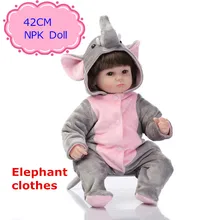 Новое поступление NPK силиконовые куклы Reborn около 42 см носить Одежда со слонами прекрасное возрождение куклы-Младенцы Brinquedos Для детей