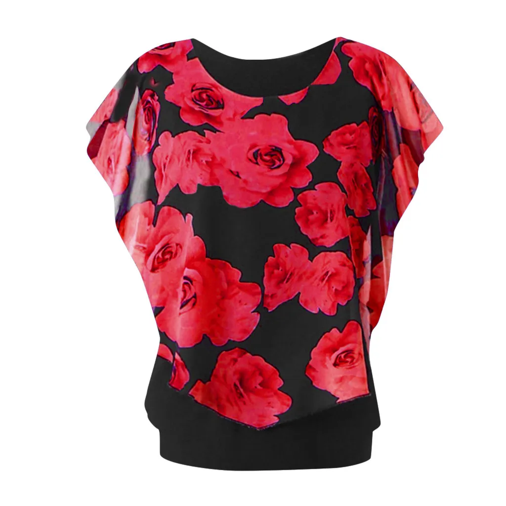 

Fashion Round Neck blouses for woman 2019 women summer Plus Size Print women shirts and blouses 2019 chemisier femme