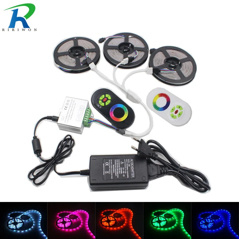 

LED Strip Light RGB Led Tape Ribbon Waterproof LED RGB Flexible Light Strip DC12 SMD5050 5M 15M 10M 20M+Touch Controller+ Power