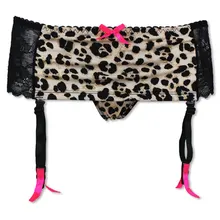 Размера плюс с леопардовым принтом кружево Цветочный дикий Для женщин/женский/леди сексуальные подвязки Ремни для чулок, платье на лямках с стринги G111