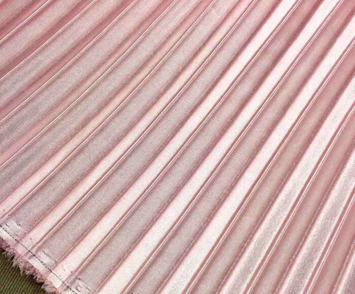 2 м 150 см 59.0" Ширина розовый в полоску Satin accordion Pleated ткань платья Юбки материал mm302
