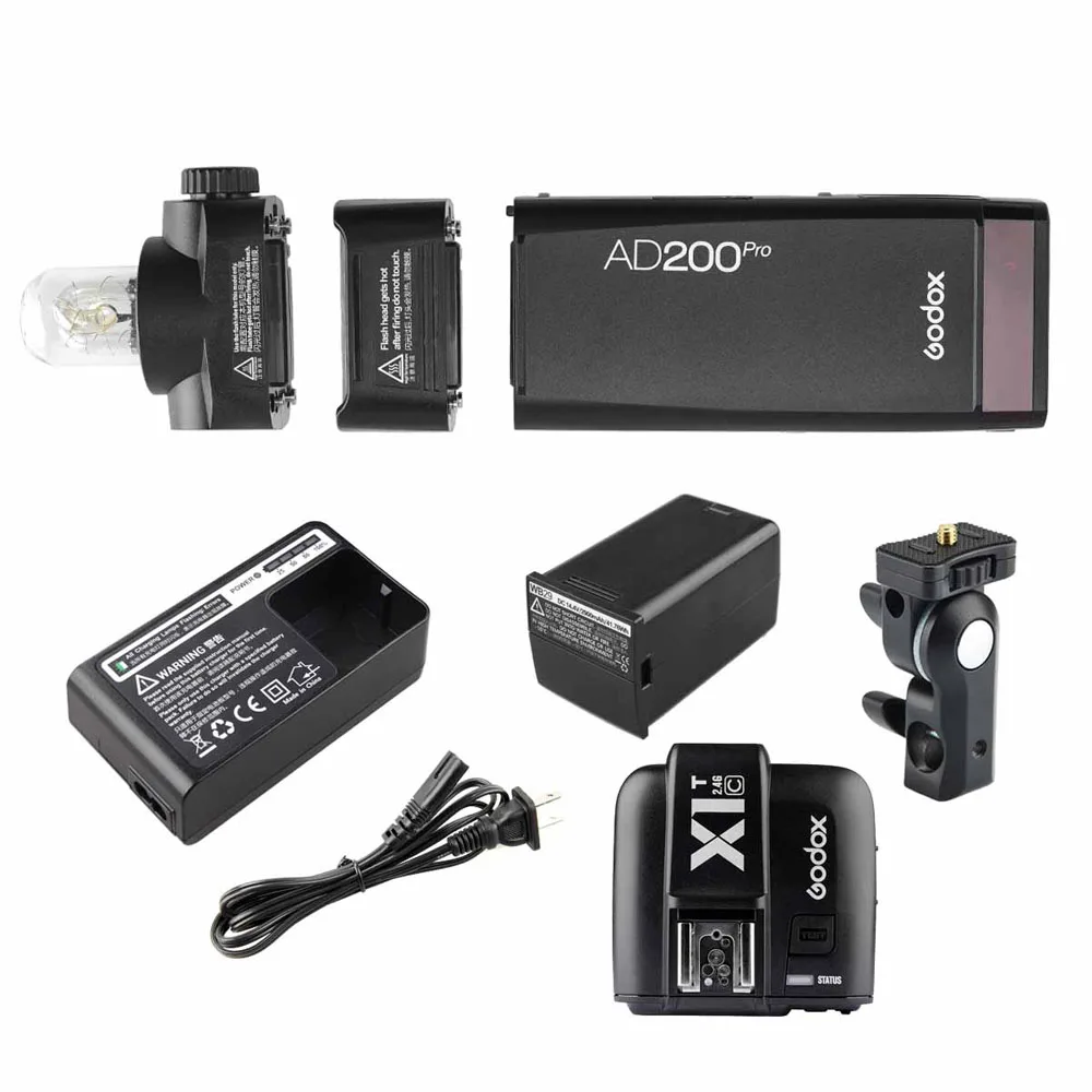 Карманная вспышка Godox AD200Pro ttl 200Ws 2,4G HSS 1/8000 2900mAh литий-ионная батарея Внешняя вспышка для Canon Nikon sony Olympus Fuji - Цвет: AD200Pro add X1T