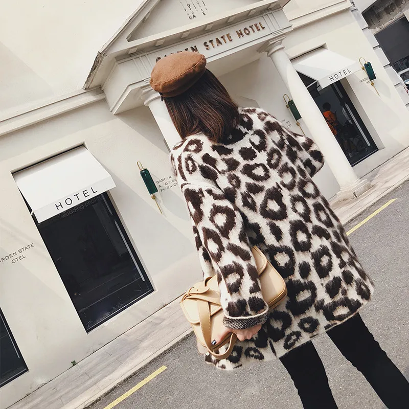 Wholesale High Quality 2019 Spring Autumn Fashion Leopard Single Breasted Knitting Long Cardigan Plus Sie Sweater Oversized Coat Wholesale High Quality 2019 Spring Autumn Fashion Leopard Single Breasted Knitting Long Cardigan Plus Sie Sweater Oversized Coat