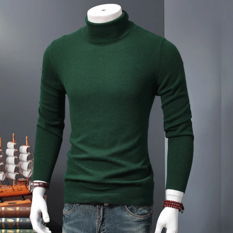 

Man Sweater and Pullovers Cashmere and Wool Knitting Jumpers Hot Sale New Turtleneck 9Colors Sweaters Men Standard Clothes Tops