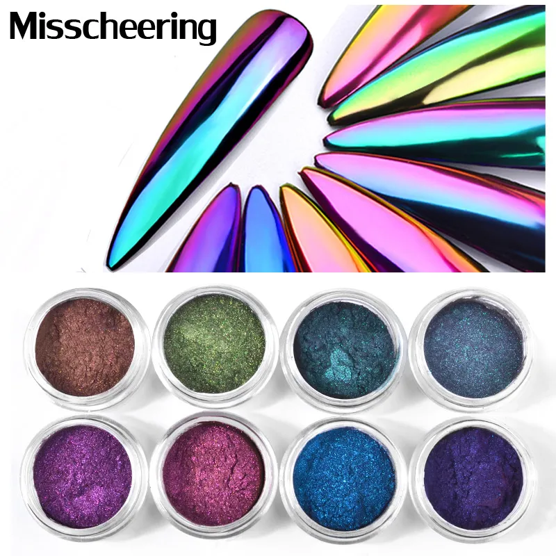 

0.3g/box Top Quality Chameleon Nail Glitters Dust Mirror Powder DIY UV Gel Polish Chrome Nail Art Pigments Manicure Decorations