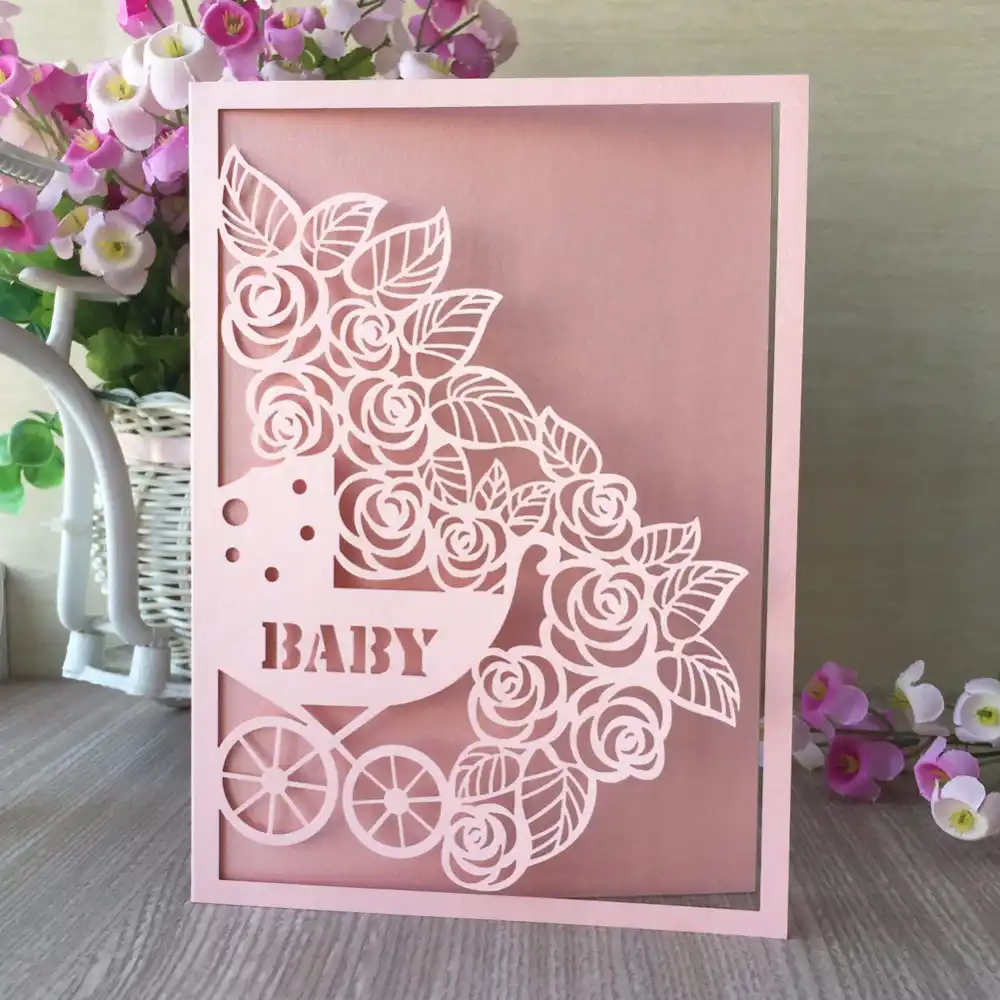 20pcs Lot Laser Cut Baby Shower Invitation Cards Sweet Birthday Laser Cut Baby Shower Invitation Cards