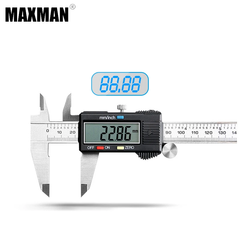 

MAXMAN 0-100/0-150/0-200/0-300mm All Stainless Steel High Precision Electronic Digital Vernier Caliper Measuring & Gauging Tools
