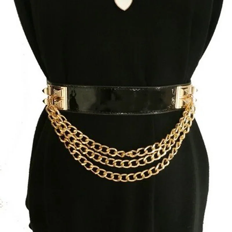 New Fashion Brand Punk Rivet Chain Belt for Women Female Long Metal