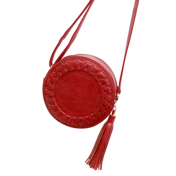 

Women's Bag Small Round Bag Fashion Idea PU Leather Women Messenger Bags Handbags Women Famous Brands Tassel Bolso Mujer