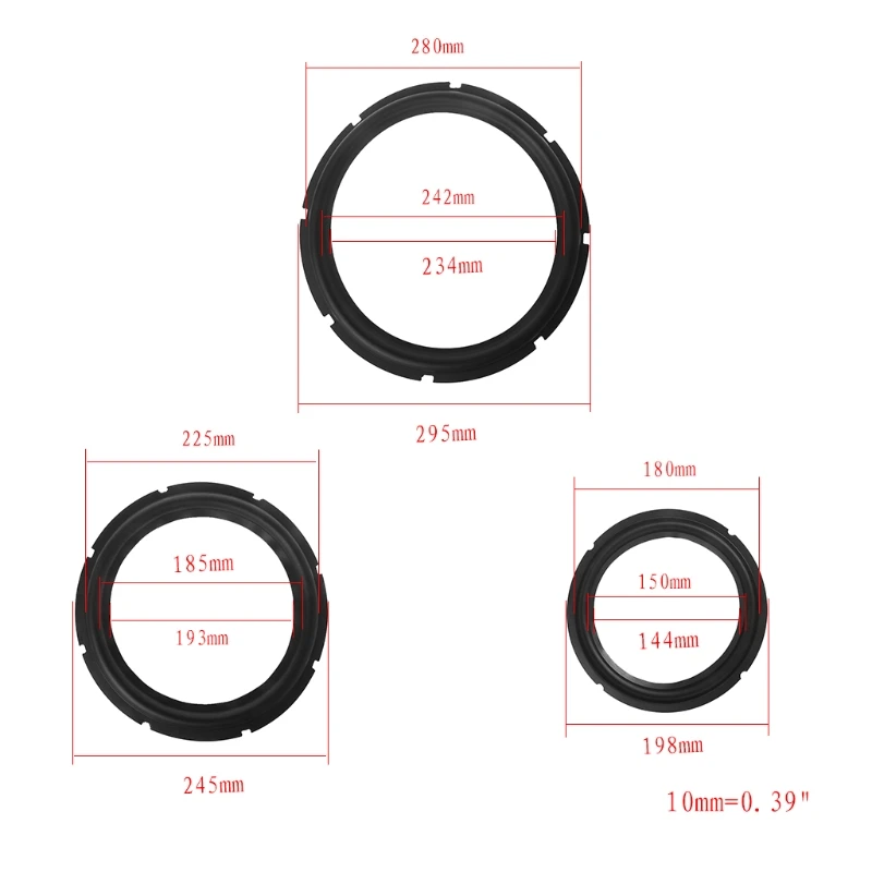 8/10/12 дюймов Динамик резиновый уплотнитель для ремонта овальная звуковая коробки запасная часть с подворачивающимся краем, DIY подвеска