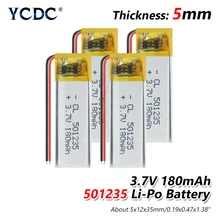 501235 3,7 v 180mAh li-po литий-ионный Литий-полимерный литий-полимерная батарея 3 7 Вольт 1/2/4 шт. аккумуляторные батареи для dvd gps навигации
