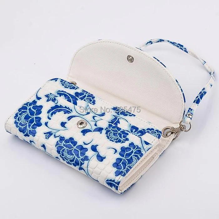 Porcelain Universal Wallet Peony Handbag Satchel Purse Bag Case For iPhone 6 Plus iphone 4 5 Samsung S3 S4 S5 Note 2 3 |