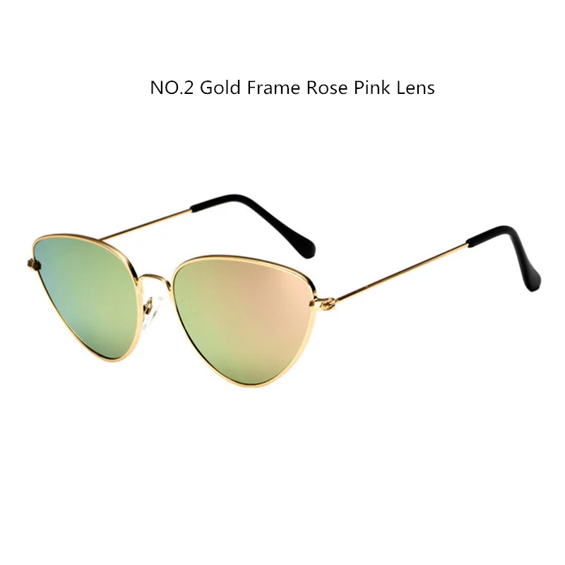 YOOSKE Ретро кошачий глаз солнцезащитные очки женские Желтые красные линзы солнцезащитные очки модный светильник для женщин винтажные металлические очки - Цвет линз: no2 pink