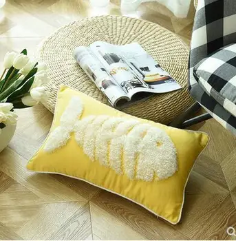 

Cotton bead ball embroidery cushion cover Nordic style simple geometric pillowcase Office nap pillowcase
