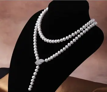 

NEW classic 9-10mm south sea white round pearl necklace 34inch earring set