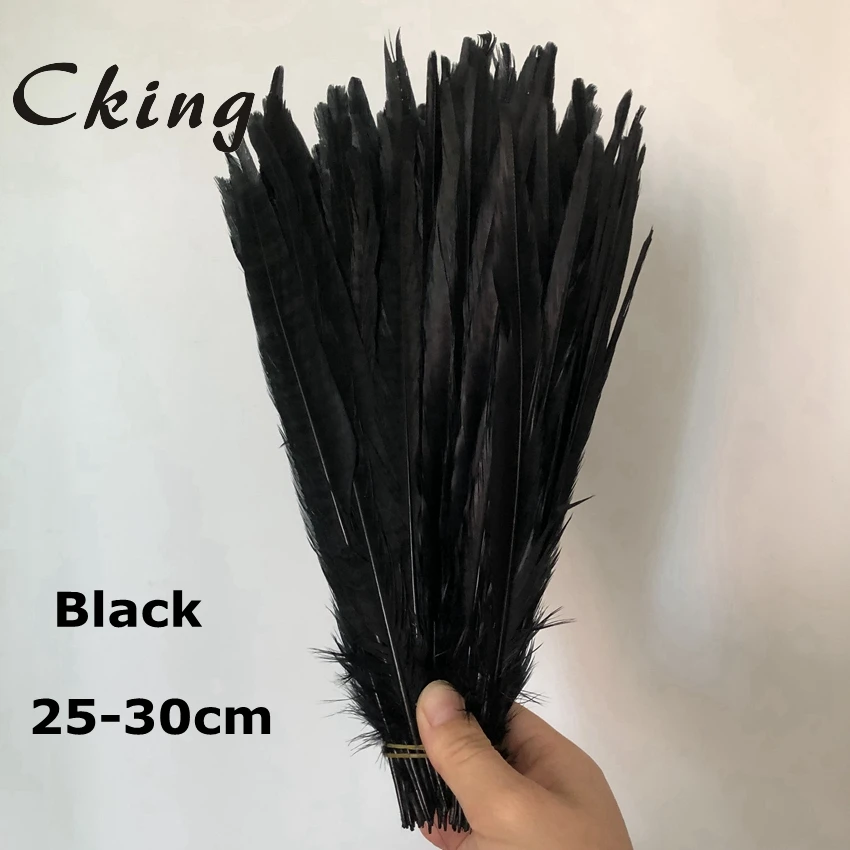 

CKing 100pcs Black color Dyed Female Ringneck pheasant tails feather 25 to 30cm 10 to 12inches long lady amherst pheasant plumes