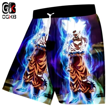 

OGKB 2018 Man Brand Shorts Funny Print Super Saiyan 3D Beach Shorts Goku Board Shorts Men's Hiphop Elastic Waist Swimshorts 5xl