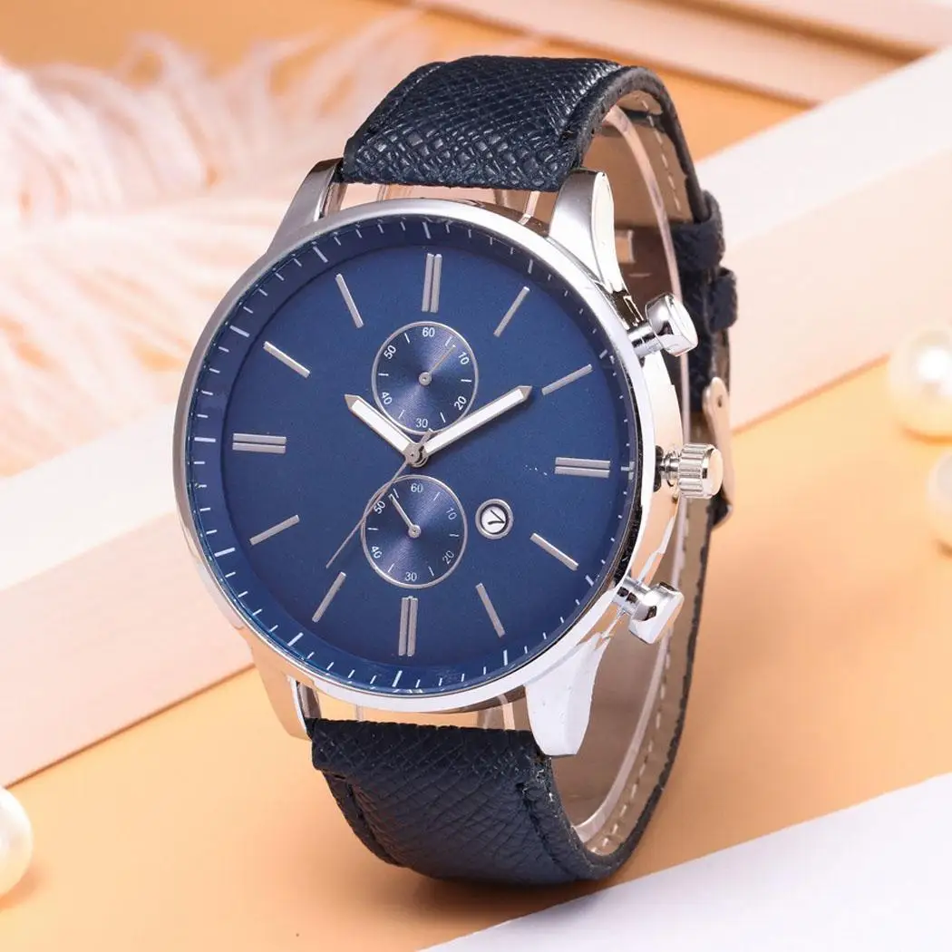 

Fashion Men Synthetic Leather Watchband Solid Simple Quartz Wristwatch