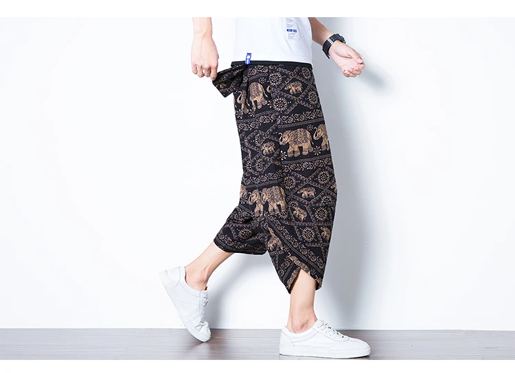New Hip Hop Baggy Cotton Linen Harem Pants Men Plus Size Wide Leg Trousers New Casual Pants
