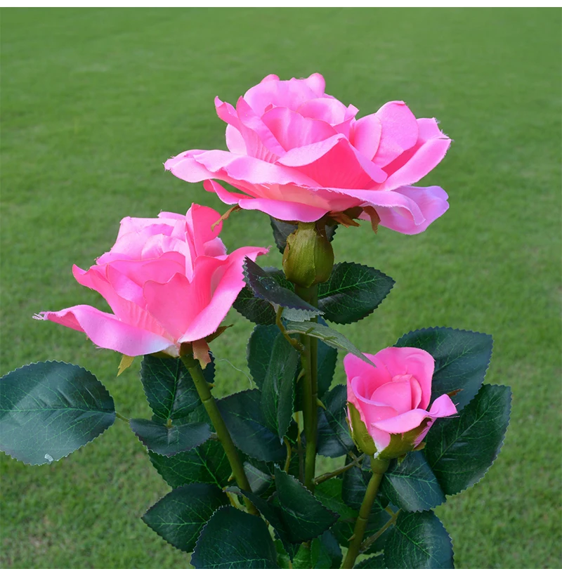 Солнечный поддельный Розовый Светодиодный Газон Свет искусственное декоративное растение для сада ночные светильники желтый красный розовый белый цвета солнечная лампа